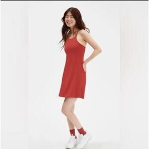 Girlfriend Collective NWT Naomi Strappy Workout Compression Dress Red Size Large